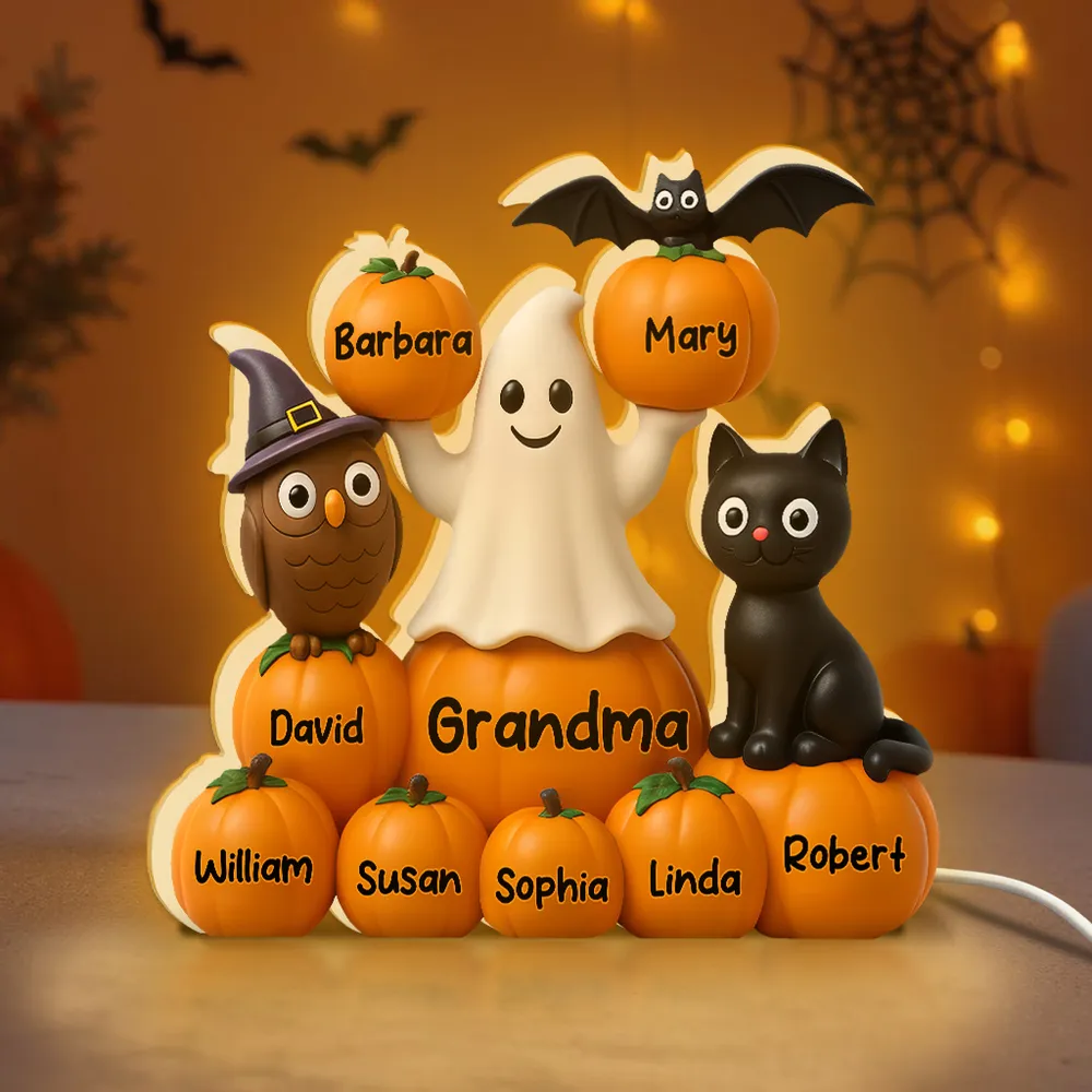 Halloween Pumpkin Acrylic Light Box – Spooky Ghost & Cat Design, High-Clarity Collectible Gift for Families - Image 5