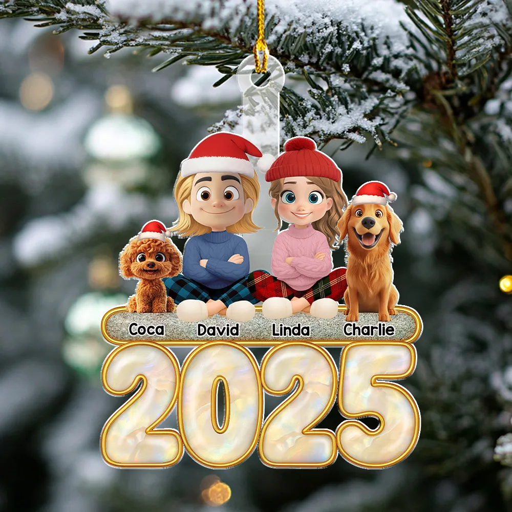 2025 Couple & Dog Acrylic Ornament – Personalized Christmas Keepsake, High-Clarity Collectible Gift for Families - Image 4