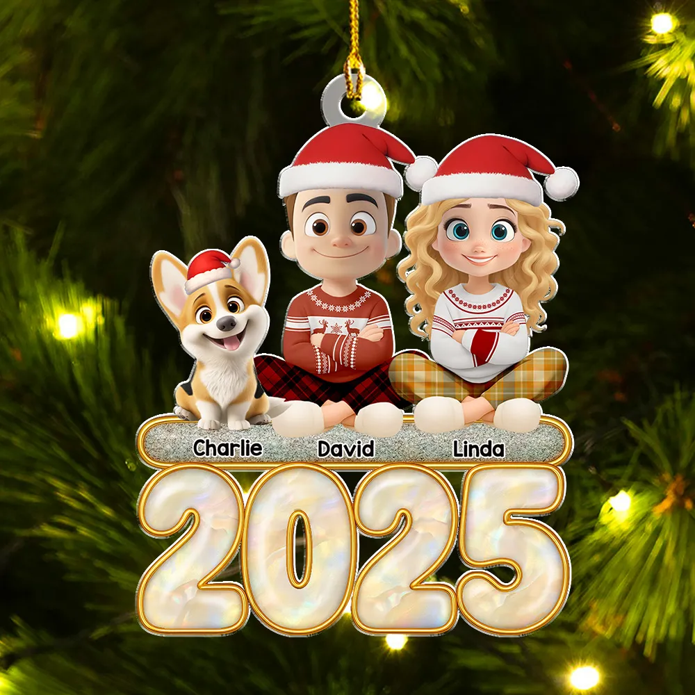 2025 Couple & Dog Acrylic Ornament – Personalized Christmas Keepsake, High-Clarity Collectible Gift for Families - Image 5