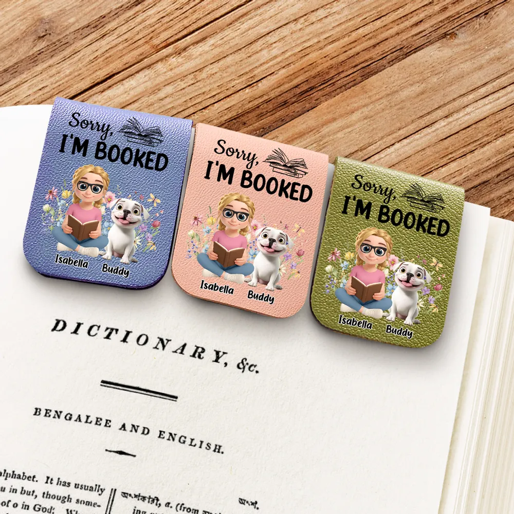 Personalized Leather Magnetic Bookmark, Humorous Design with Cute Illustration, Ideal Book Companion - Image 2