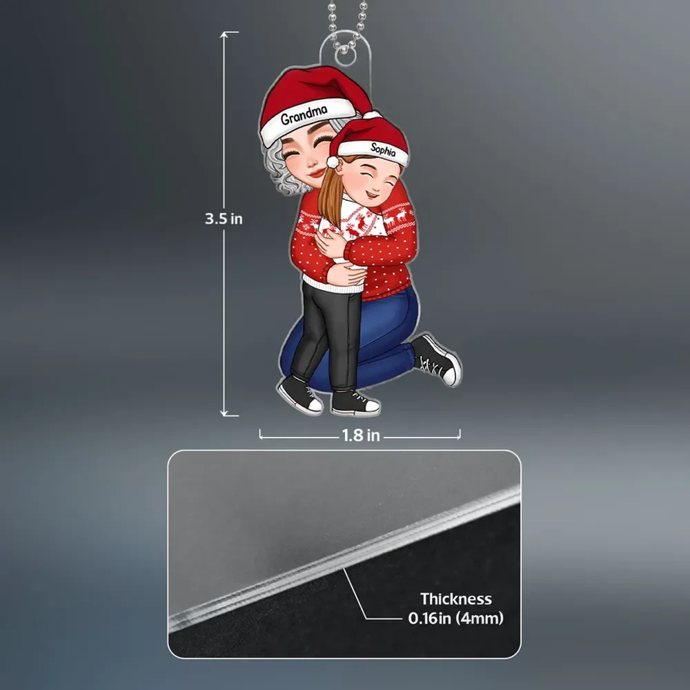 Acrylic Ornament with Grandma and Grandchild Hug, Heartwarming Holiday Keepsake, Perfect Gift for Family Love - Image 6