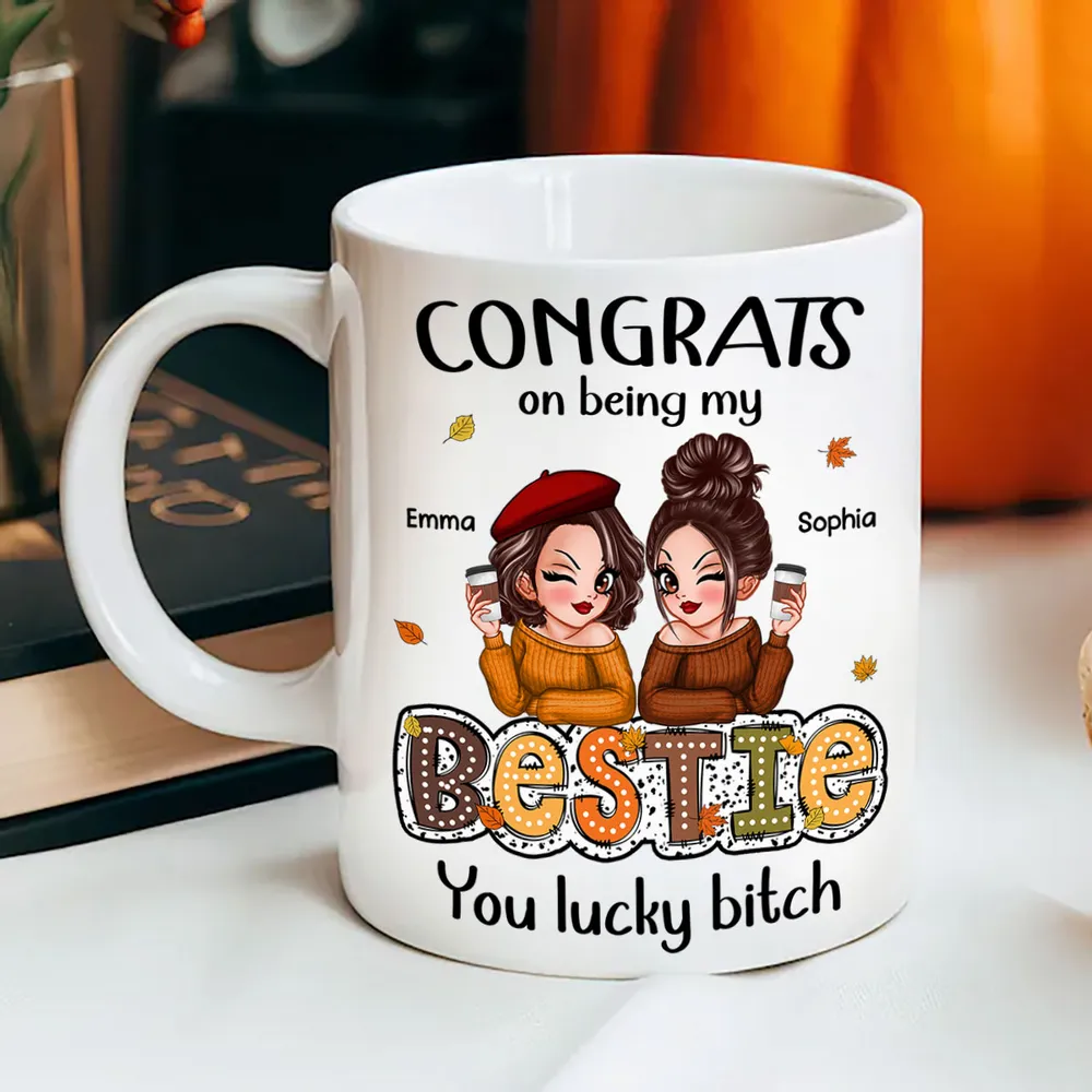 Personalized White Ceramic Mug, Humorous Friendship Design, Ideal Gift for Besties - Image 2