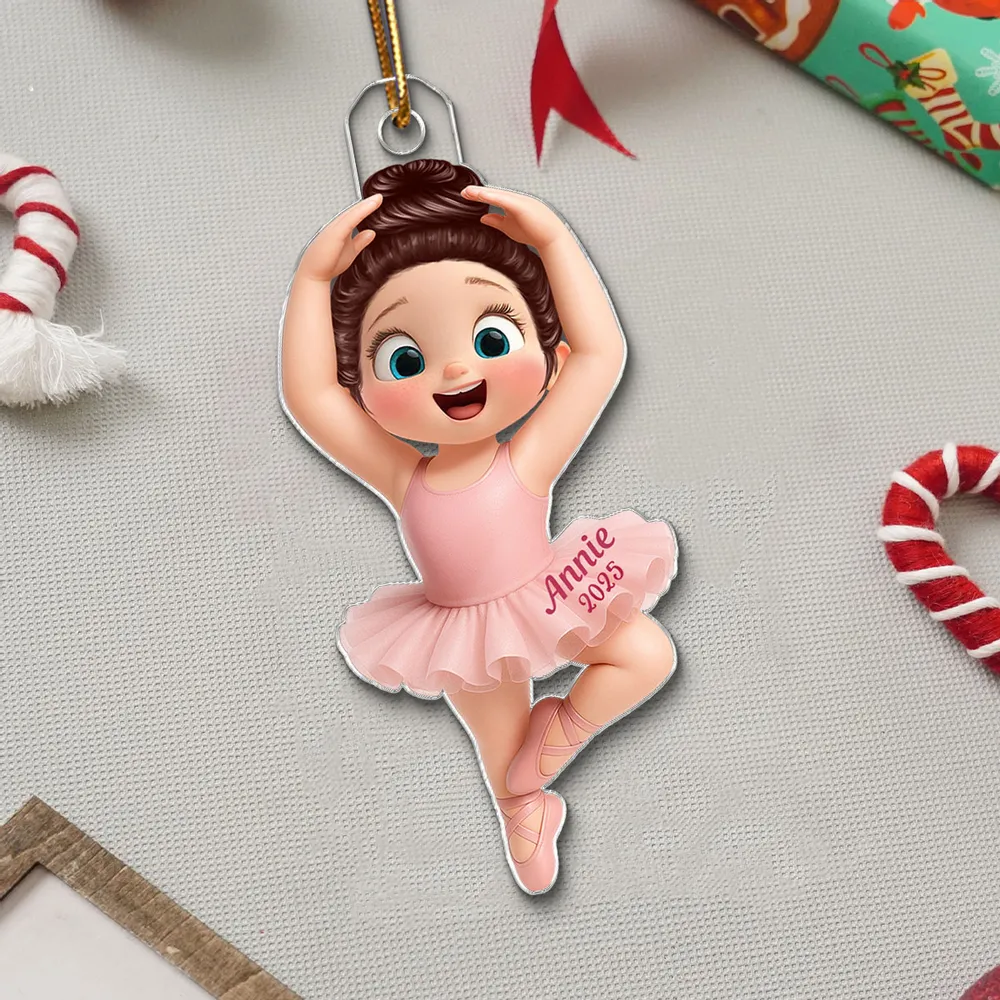 Ballet Girl Acrylic Ornament in Cute Cartoon Style for Christmas Tree Decoration, Warm Ambiance, Perfect Gift for Kids or Friends - Image 2