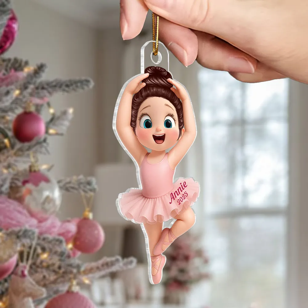 Ballet Girl Acrylic Ornament in Cute Cartoon Style for Christmas Tree Decoration, Warm Ambiance, Perfect Gift for Kids or Friends - Image 3