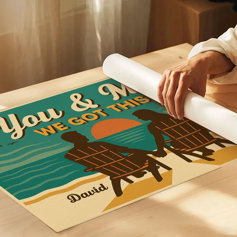 Vintage Style Poster with Couples on the Beach Emotional Wall Art Gift-Ready - Image 3