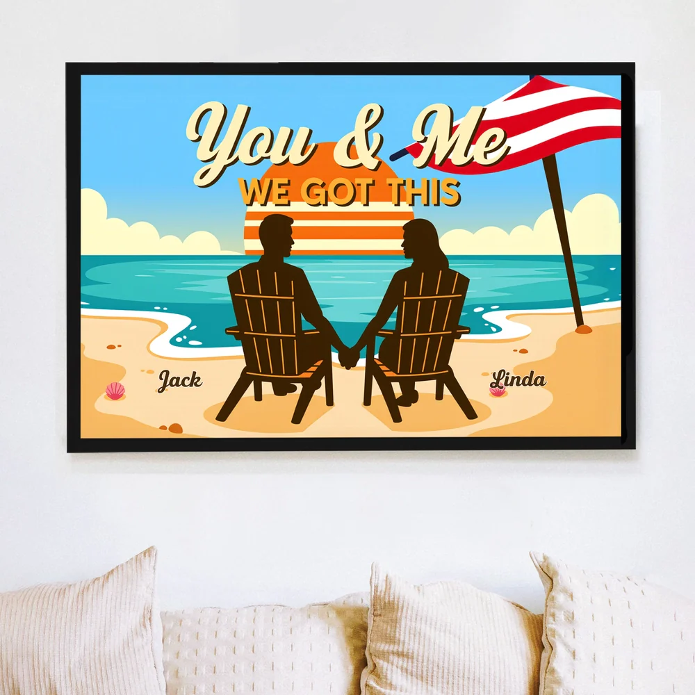Vintage Style Poster with Couples on the Beach Emotional Wall Art Gift-Ready - Image 5