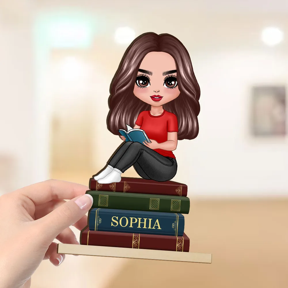 Acrylic Ornament with Girl Reading, Book Lover Gift - Image 6