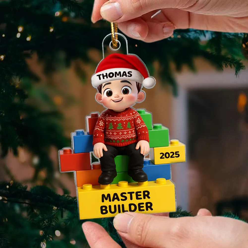 Playful Building Block Acrylic Ornament for Christmas Tree – Holiday Décor and Thoughtful Gift - Image 3