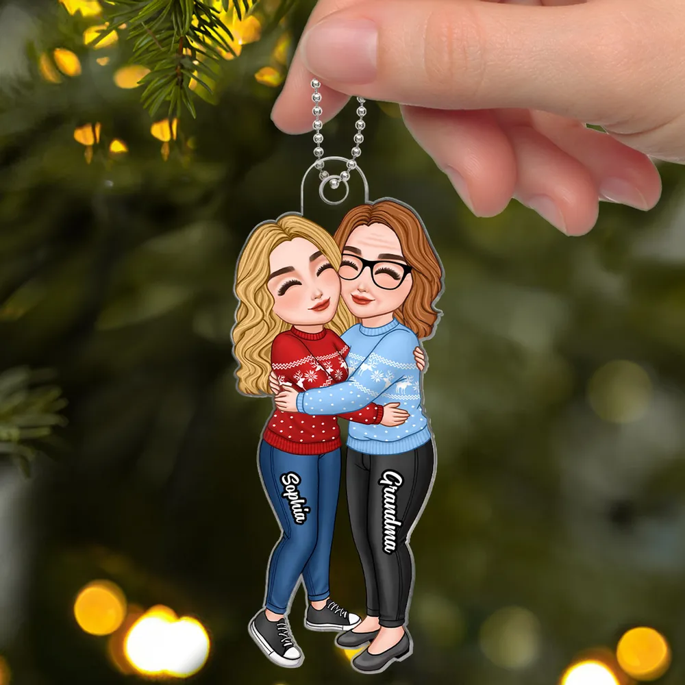 Heartwarming Grandma and Grandkid Acrylic Ornament, Personalized Design, Perfect Family Gift - Image 6