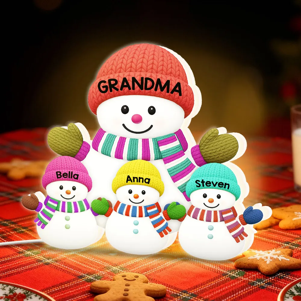 Cozy Snowman Family Acrylic Light Box – Festive Glow Décor, Heartfelt Gift for Grandma - Image 8