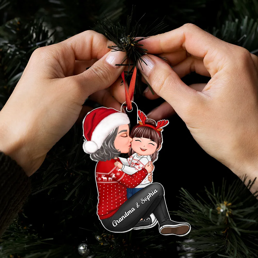 Christmas Hug Acrylic Ornament, cozy holiday spirit, a perfect gift for family - Image 7