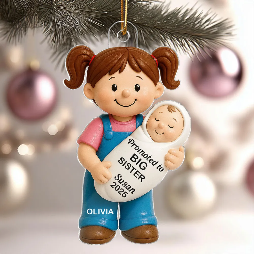 Big Sister Big Brother and New Baby Acrylic Ornament, sweet sibling hug, Christmas tree keepsake, heartwarming décor, a thoughtful gift for growing families - Image 11