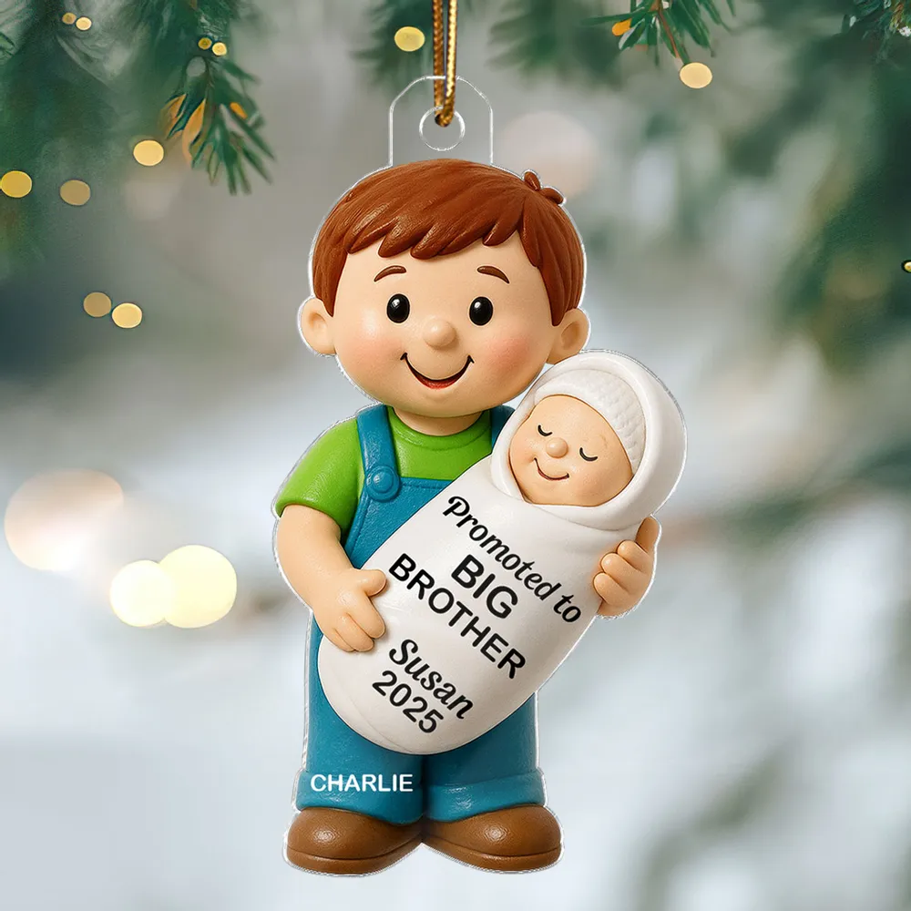 Big Sister Big Brother and New Baby Acrylic Ornament, sweet sibling hug, Christmas tree keepsake, heartwarming décor, a thoughtful gift for growing families - Image 3