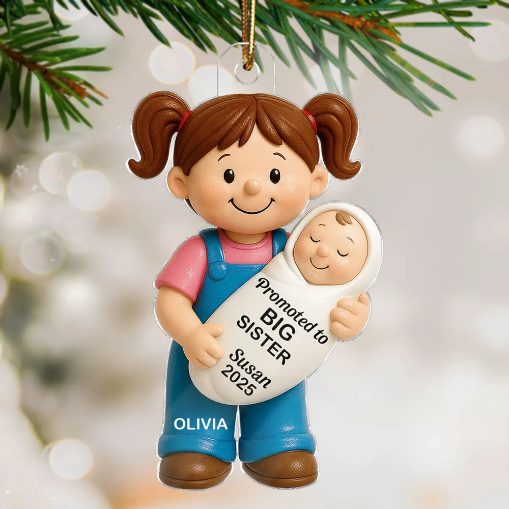Big Sister Big Brother and New Baby Acrylic Ornament, sweet sibling hug, Christmas tree keepsake, heartwarming décor, a thoughtful gift for growing families - Image 6