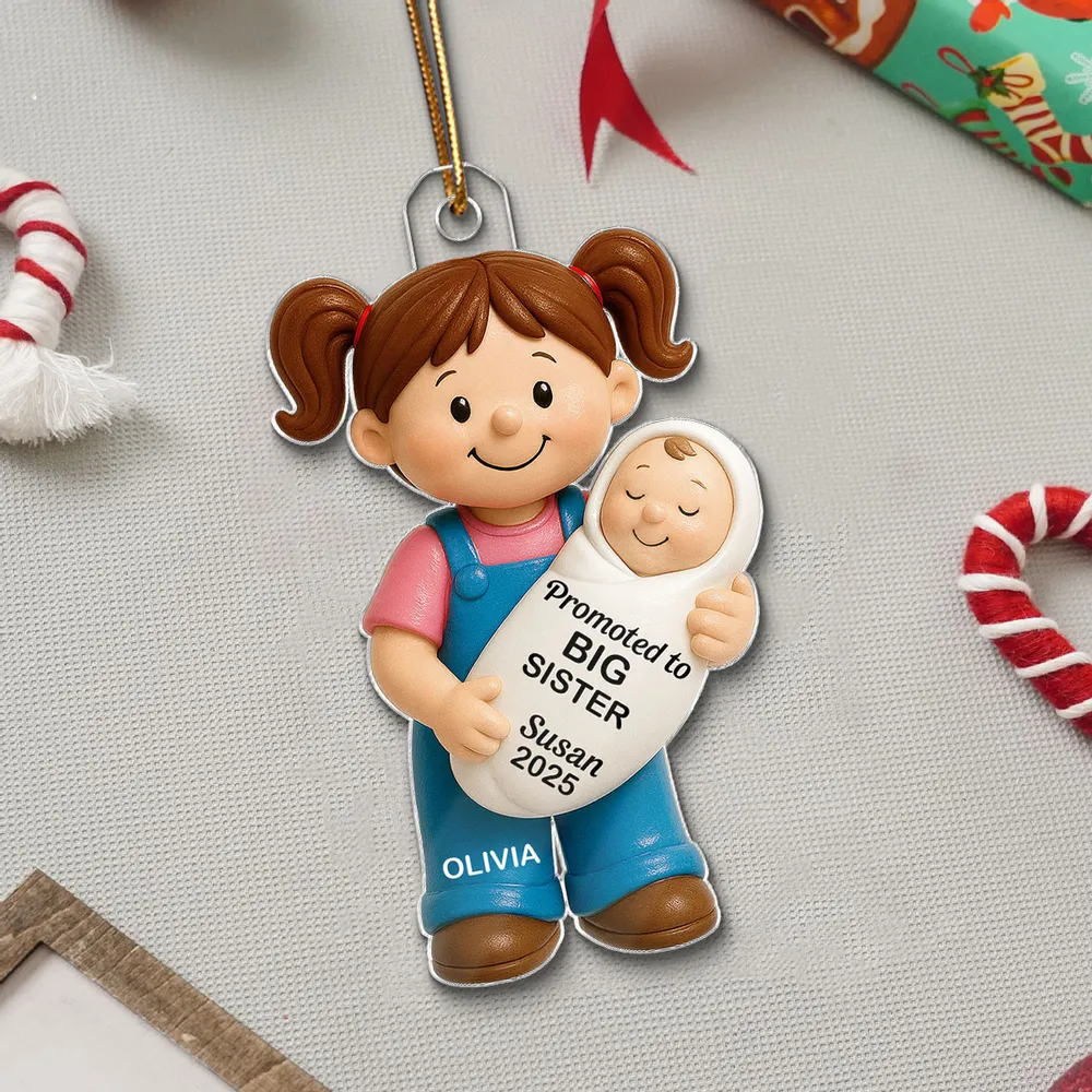 Big Sister Big Brother and New Baby Acrylic Ornament, sweet sibling hug, Christmas tree keepsake, heartwarming décor, a thoughtful gift for growing families - Image 8