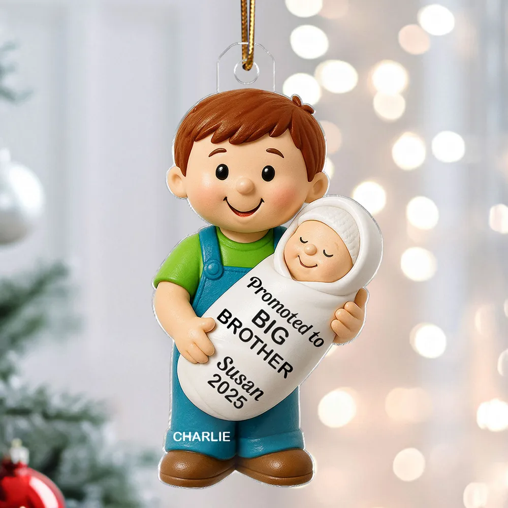 Big Sister Big Brother and New Baby Acrylic Ornament, sweet sibling hug, Christmas tree keepsake, heartwarming décor, a thoughtful gift for growing families - Image 9
