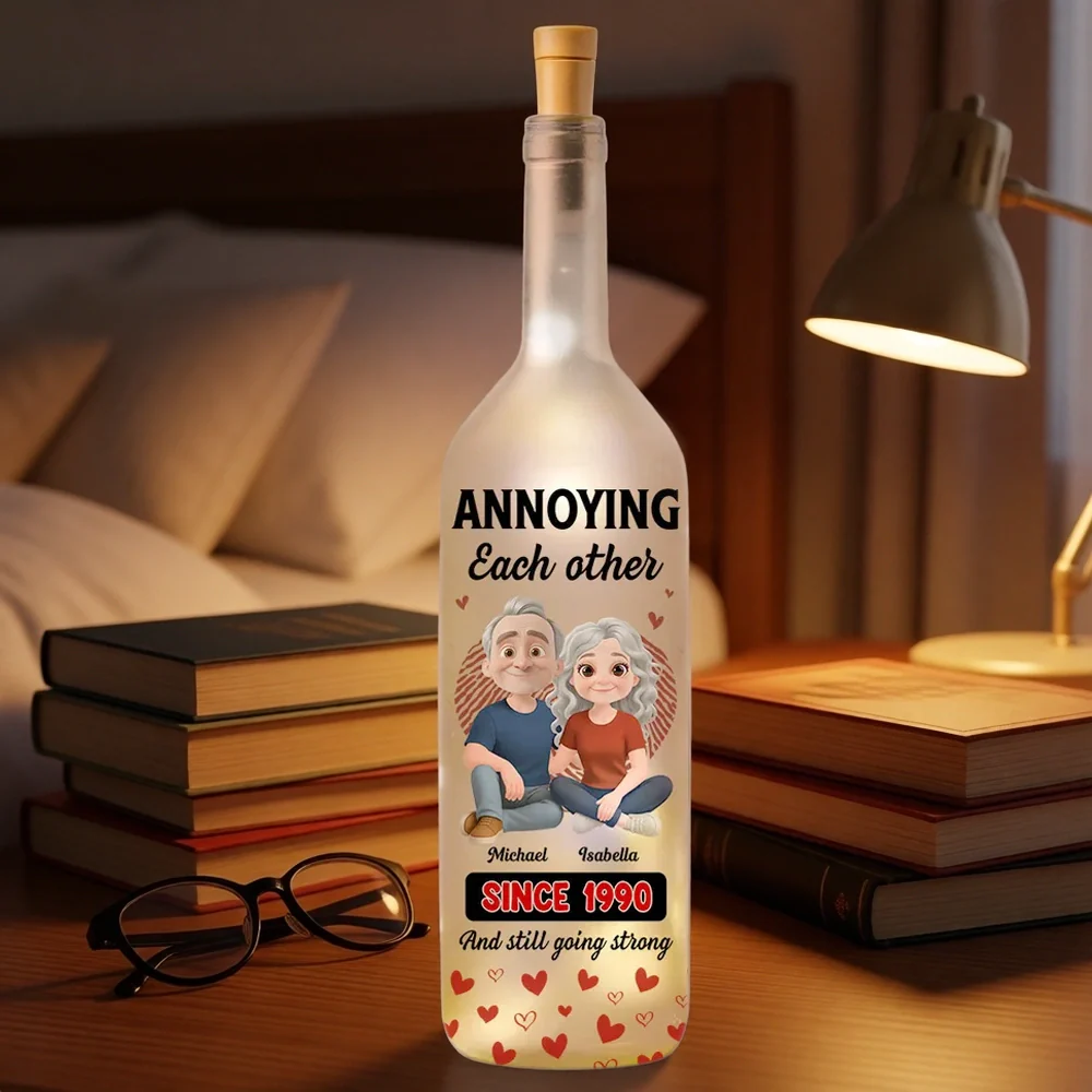 Personalized Bottle Lamp Annoying Each Other Couple Design for Bedroom Decor Warm Glow Unique Gift