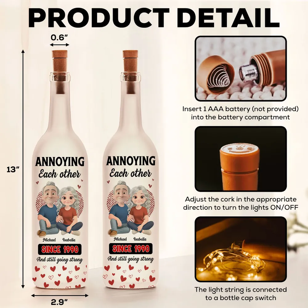 Personalized Bottle Lamp Annoying Each Other Couple Design for Bedroom Decor Warm Glow Unique Gift - Image 4
