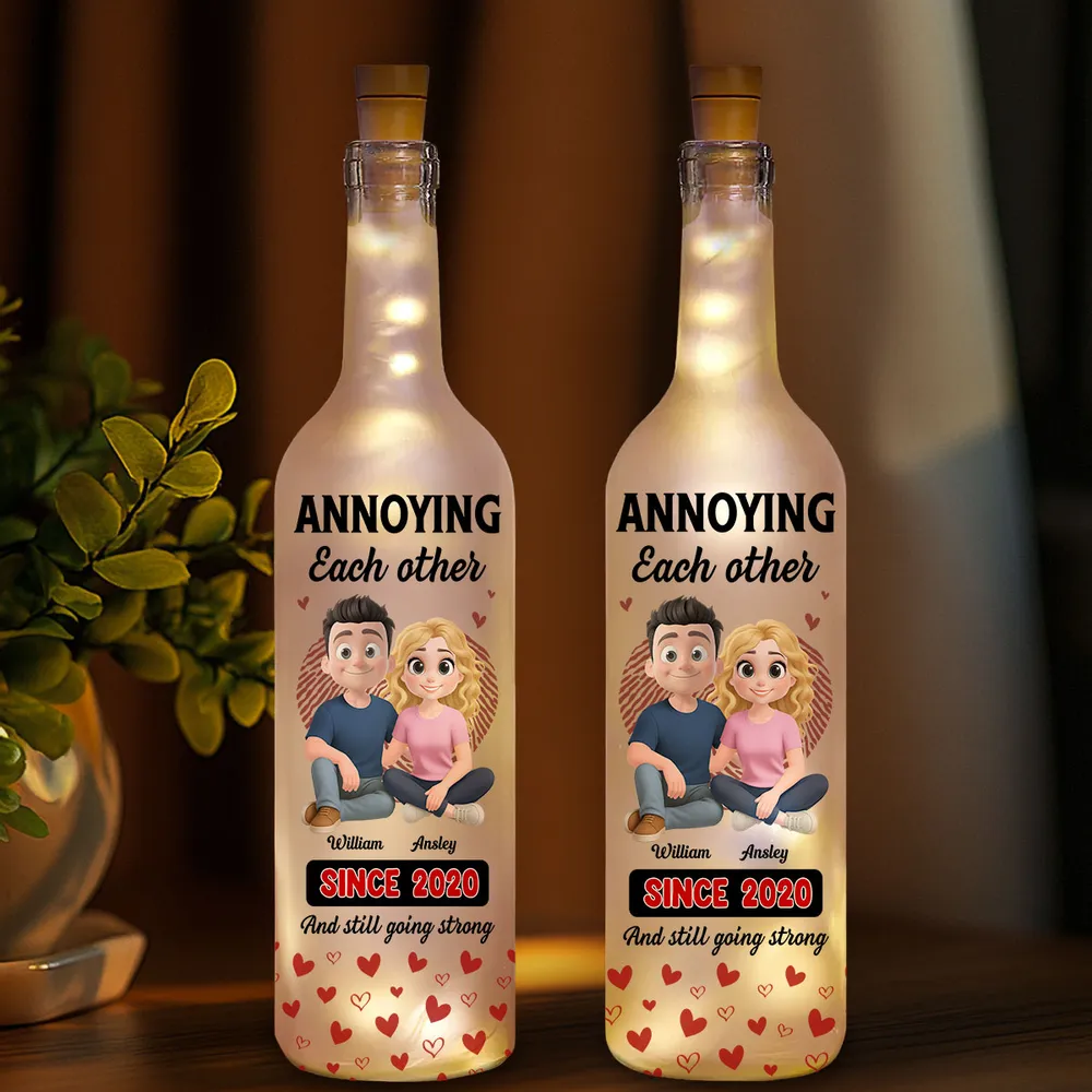 Personalized Bottle Lamp Annoying Each Other Couple Design for Bedroom Decor Warm Glow Unique Gift - Image 7