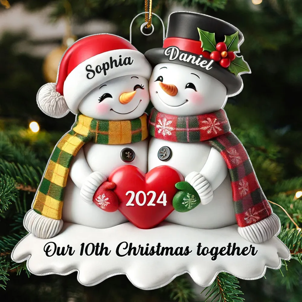 Custom Acrylic Snowman Hug Ornament for Christmas Gifts - Image 2