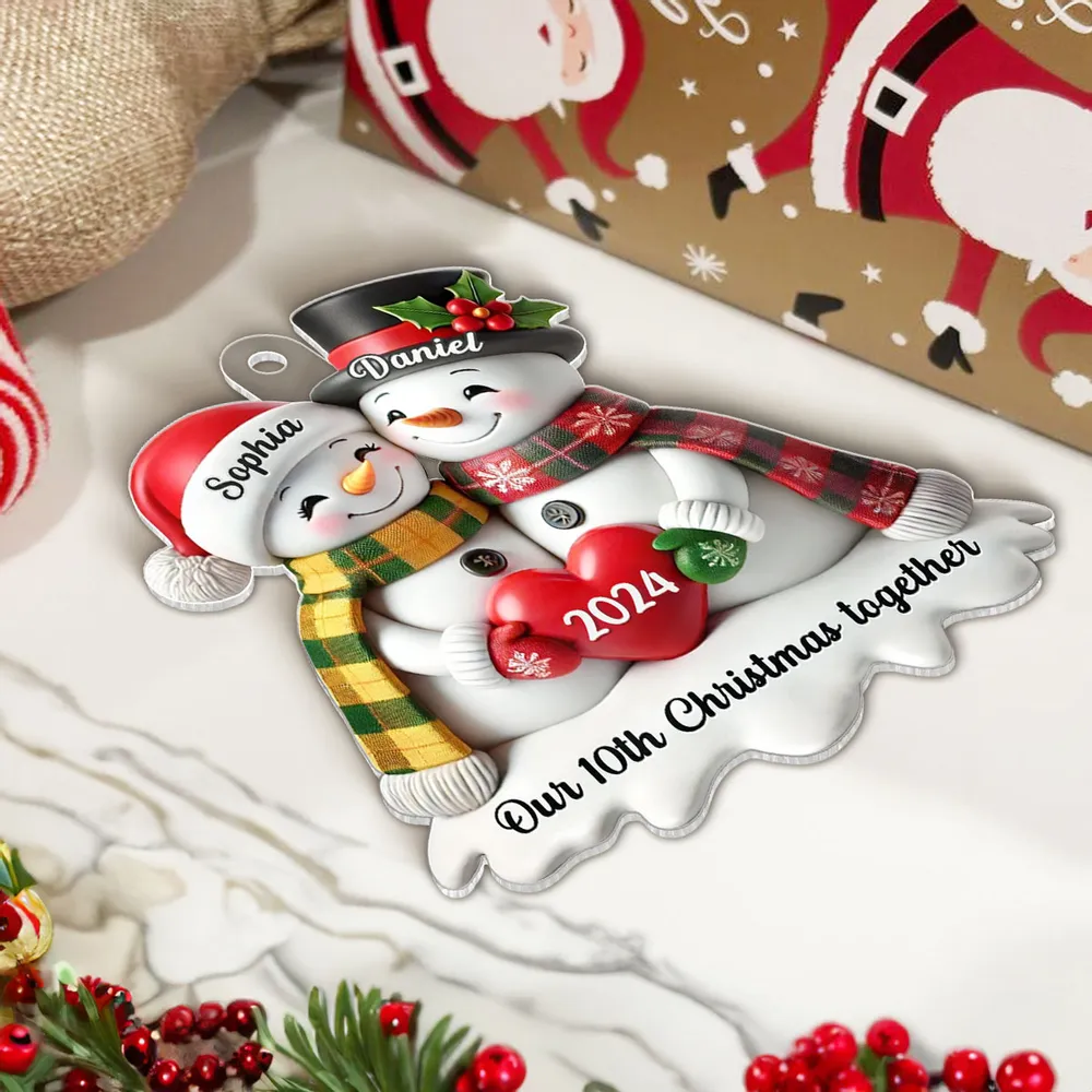 Custom Acrylic Snowman Hug Ornament for Christmas Gifts - Image 6