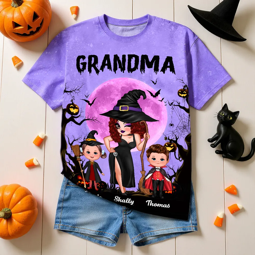 Halloween Grandma Classic Tee with Whimsical Illustration for Family Fun and a Perfect Gift - Image 10