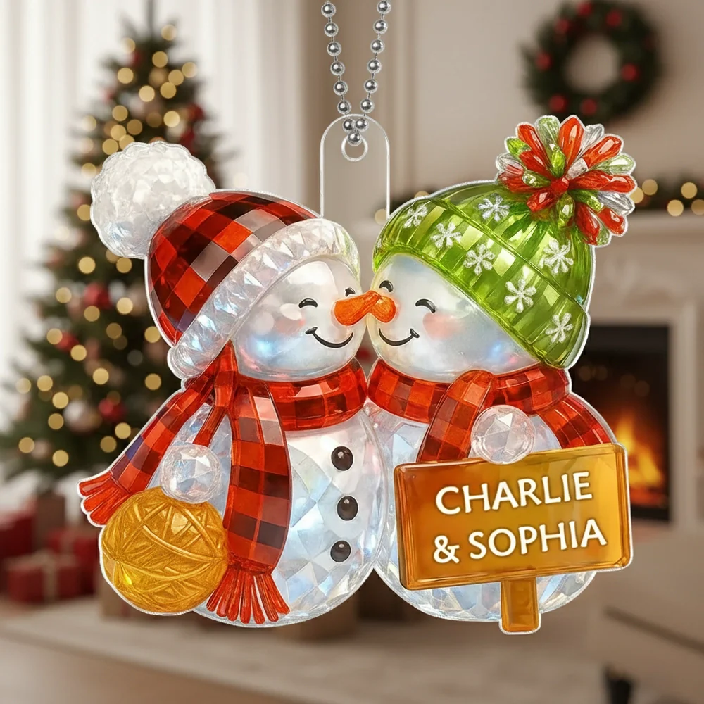 Acrylic Ornament Snowman Couple with Cozy Holiday Charm, Heartwarming Design, Perfect Gift for Couples