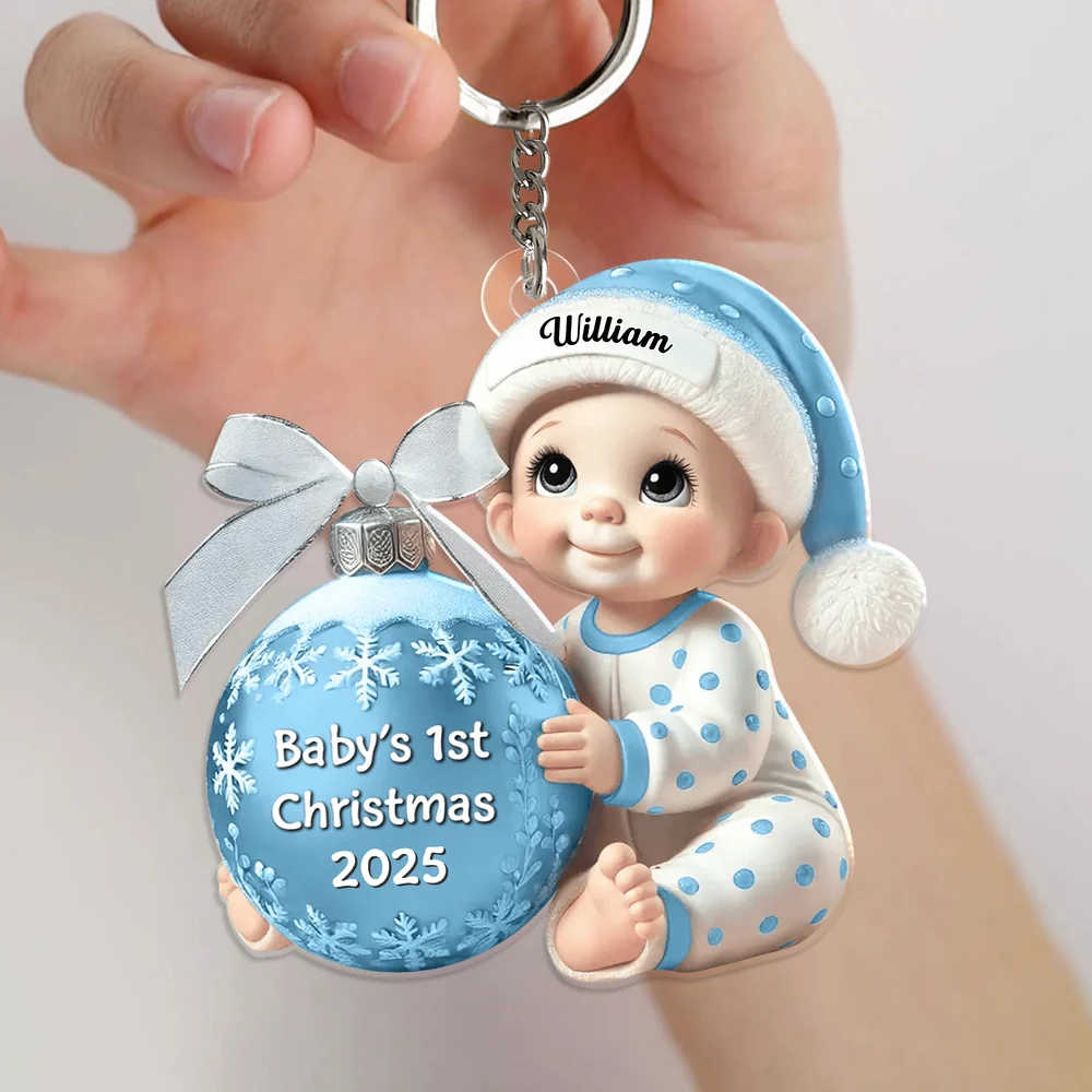 Personalized Baby’s First Christmas Ornament, custom name and year, a special gift for newborns and parents, perfect for celebrating baby’s first holiday - Image 2