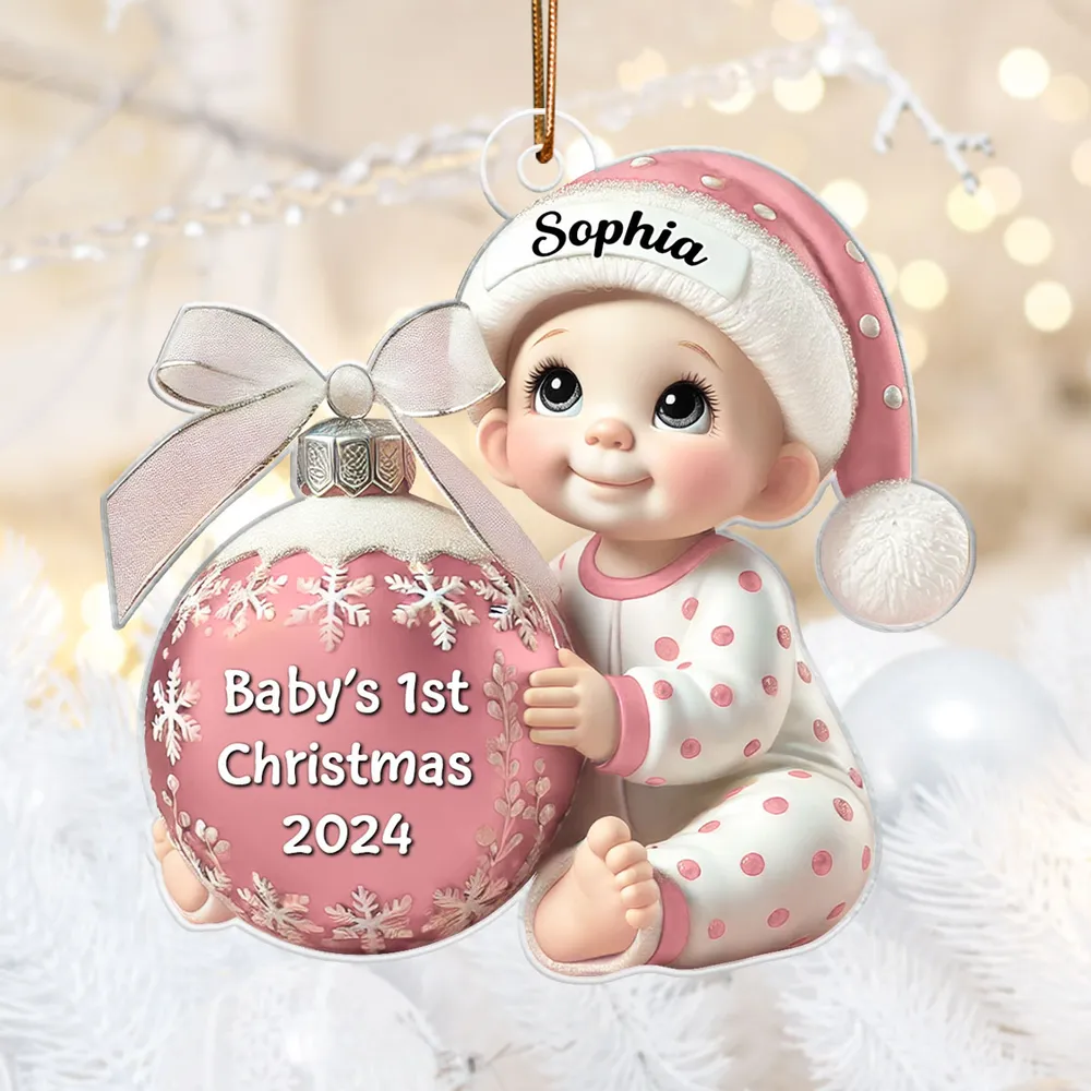 Personalized Baby’s First Christmas Ornament, custom name and year, a special gift for newborns and parents, perfect for celebrating baby’s first holiday - Image 3