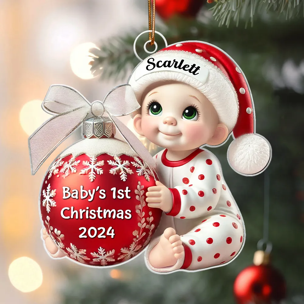 Personalized Baby’s First Christmas Ornament, custom name and year, a special gift for newborns and parents, perfect for celebrating baby’s first holiday - Image 5
