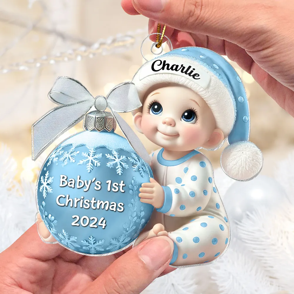 Personalized Baby’s First Christmas Ornament, custom name and year, a special gift for newborns and parents, perfect for celebrating baby’s first holiday - Image 6