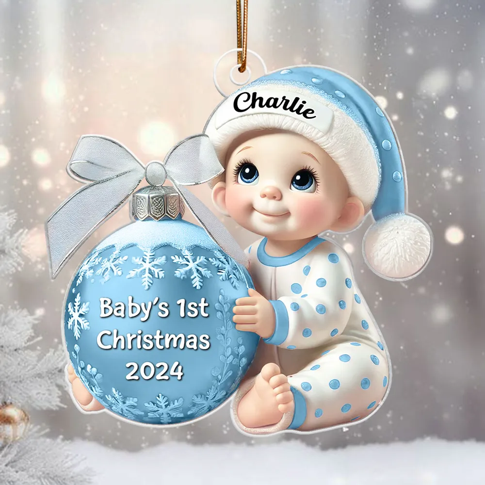 Personalized Baby’s First Christmas Ornament, custom name and year, a special gift for newborns and parents, perfect for celebrating baby’s first holiday - Image 7