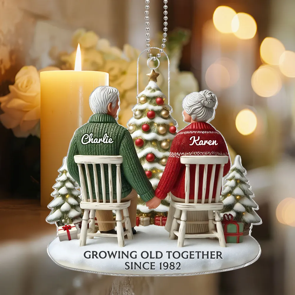 Christmas Acrylic Car Hanger for Couples – Heartwarming Holiday Keepsake, Perfect Gift for Parents or Grandparents - Image 2