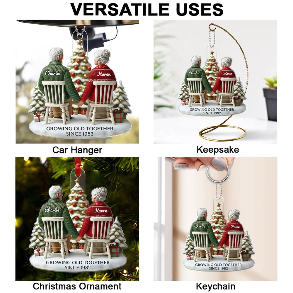 Christmas Acrylic Car Hanger for Couples – Heartwarming Holiday Keepsake, Perfect Gift for Parents or Grandparents - Image 5