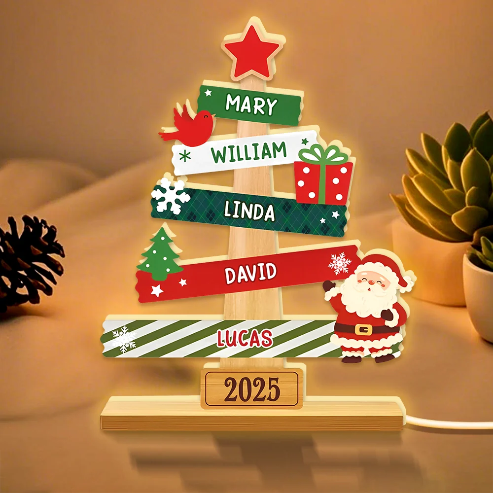 Acrylic Light Box Christmas Tree Sign for Families – Warm Fireplace Décor, customizable glow, heartwarming keepsake, perfect gift for holiday gatherings - Image 2