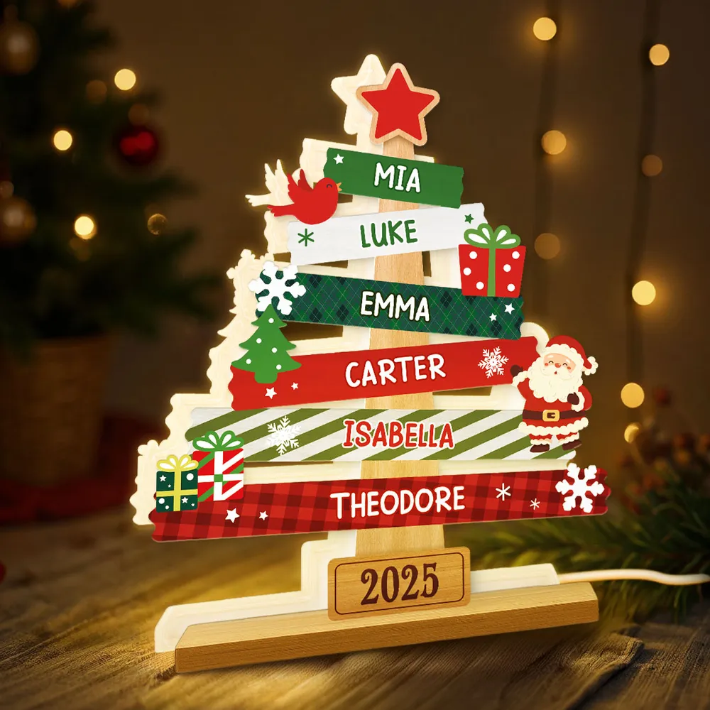 Acrylic Light Box Christmas Tree Sign for Families – Warm Fireplace Décor, customizable glow, heartwarming keepsake, perfect gift for holiday gatherings - Image 3