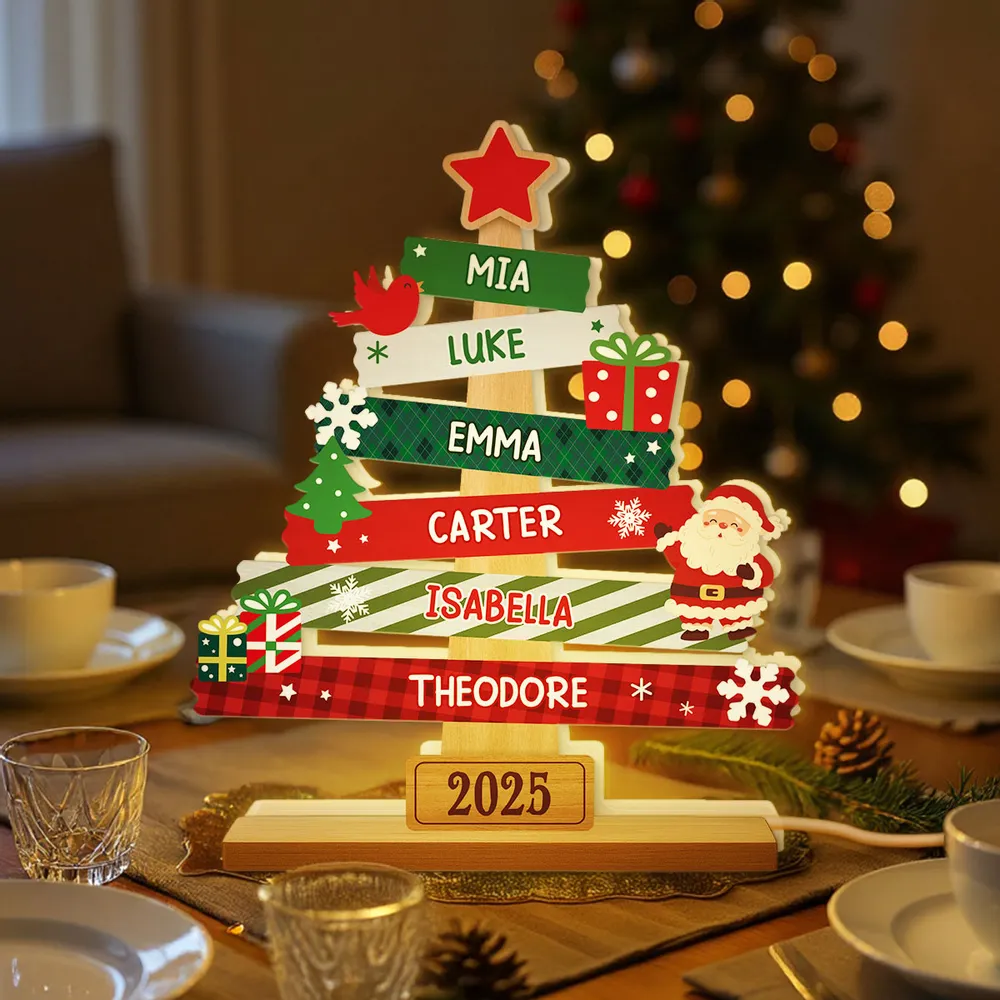 Acrylic Light Box Christmas Tree Sign for Families – Warm Fireplace Décor, customizable glow, heartwarming keepsake, perfect gift for holiday gatherings - Image 9