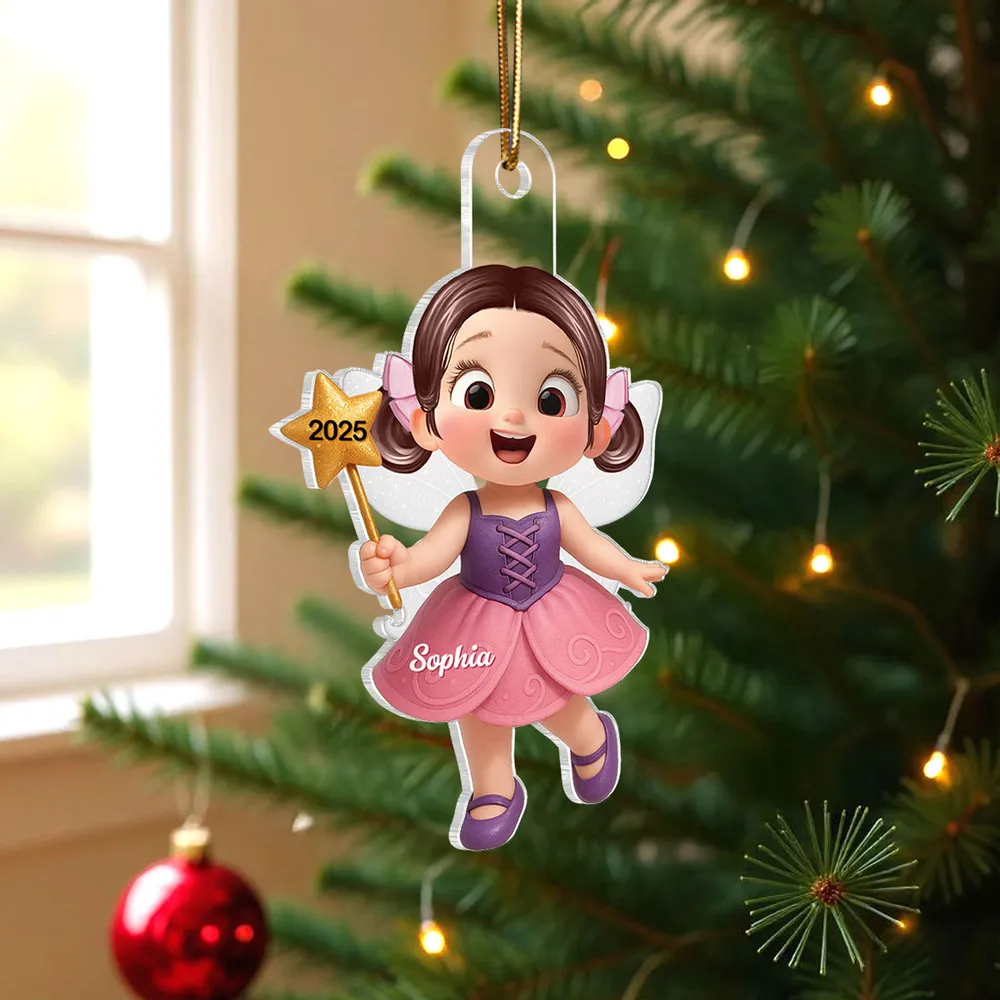 Cute Fairy Girl Acrylic Ornament with Playful Holiday Charm, a Perfect Gift for Kids and Family - Image 2