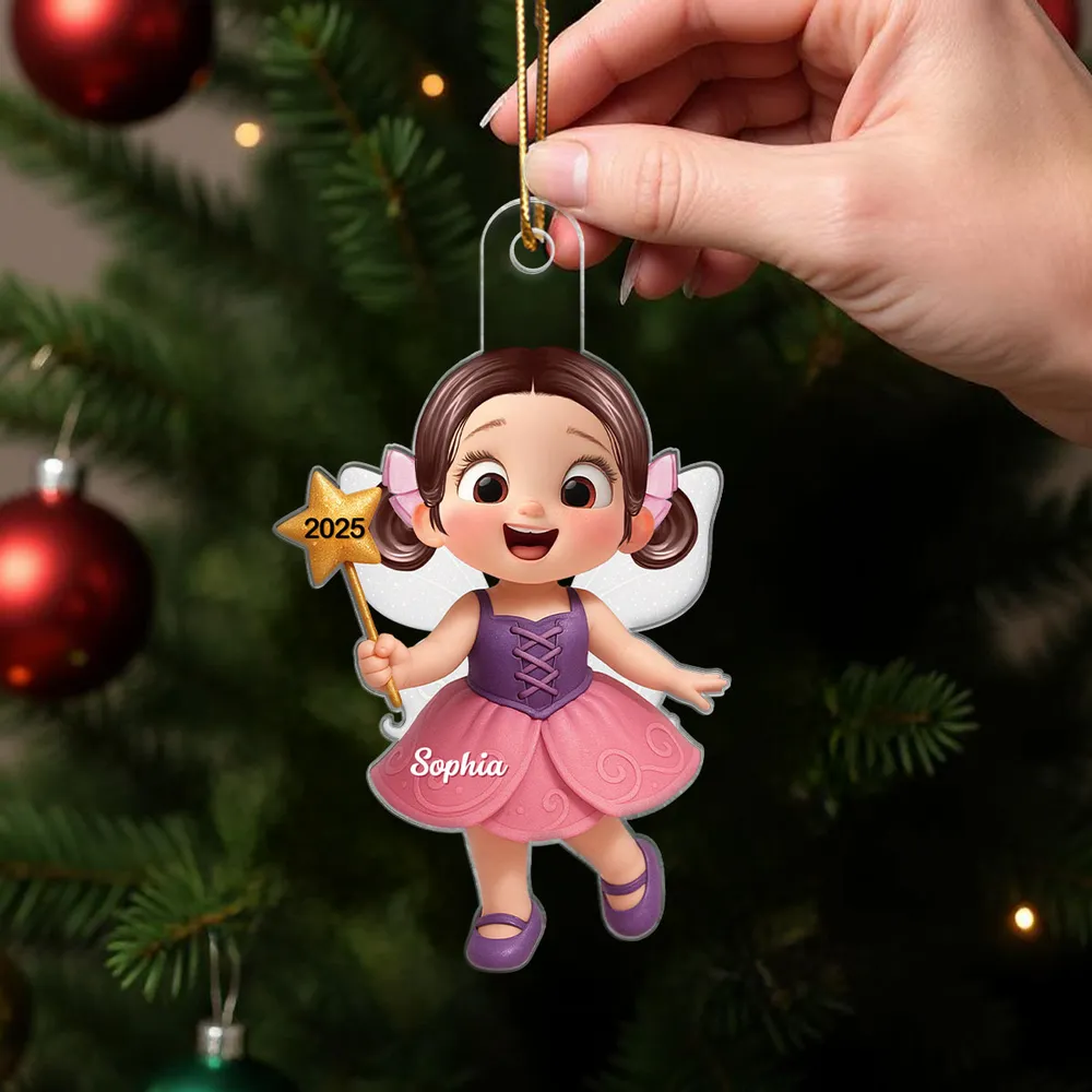 Cute Fairy Girl Acrylic Ornament with Playful Holiday Charm, a Perfect Gift for Kids and Family - Image 5