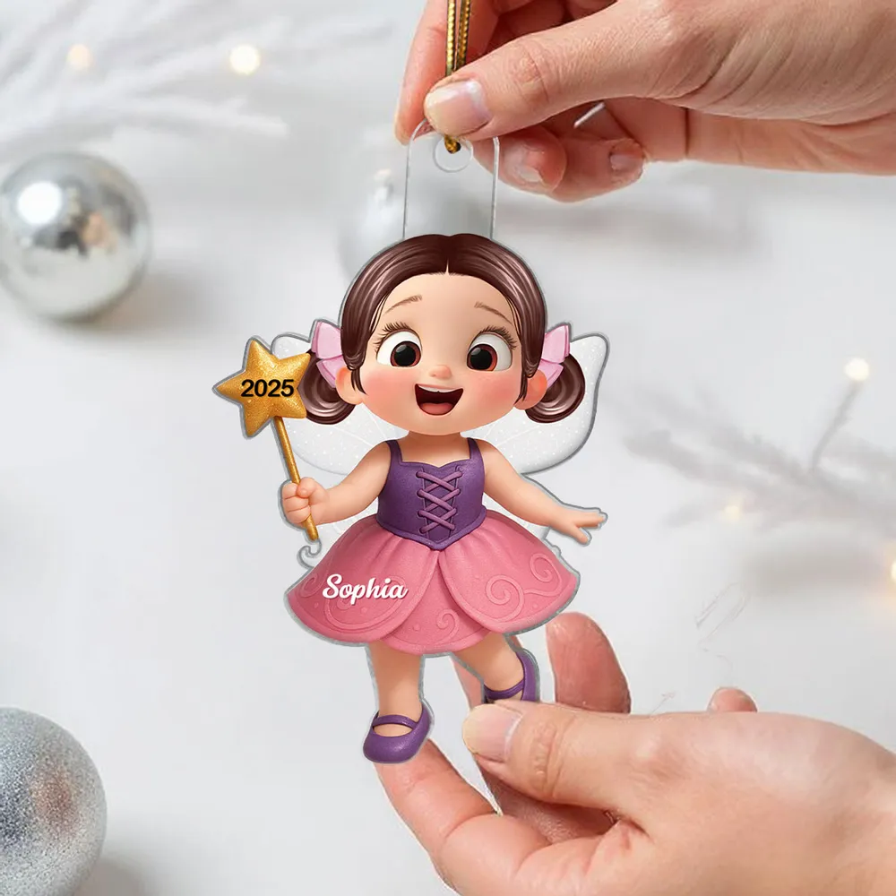 Cute Fairy Girl Acrylic Ornament with Playful Holiday Charm, a Perfect Gift for Kids and Family - Image 6