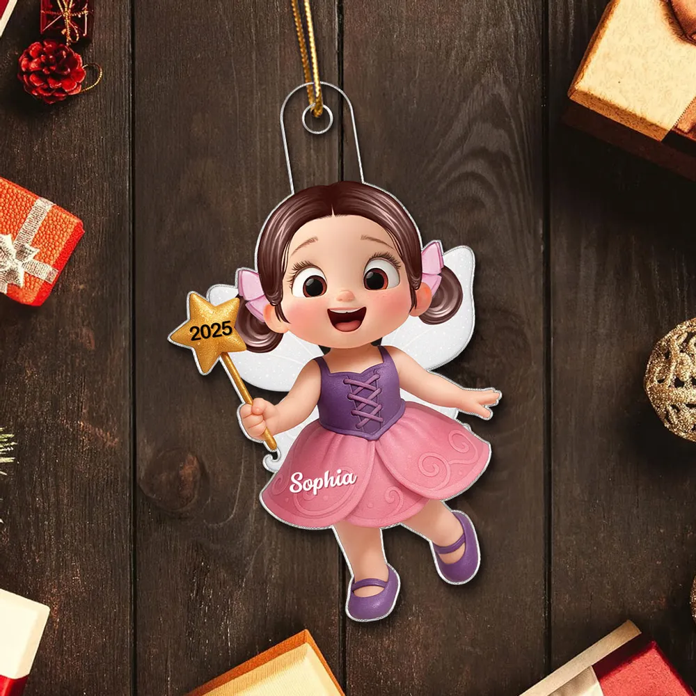 Cute Fairy Girl Acrylic Ornament with Playful Holiday Charm, a Perfect Gift for Kids and Family - Image 7
