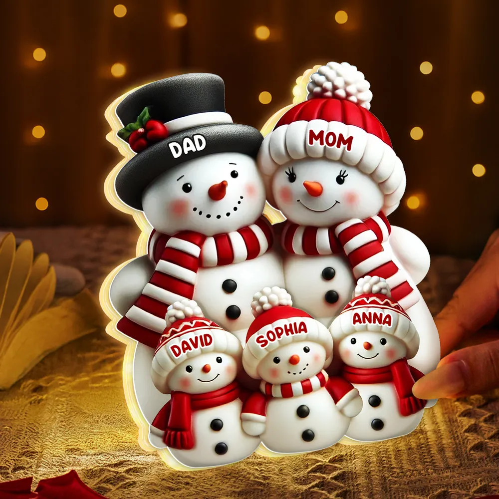 Cozy Snowman Family Acrylic Light Box for Holiday Décor, Heartwarming Atmosphere, Perfect Gift for Grandparents - Image 8
