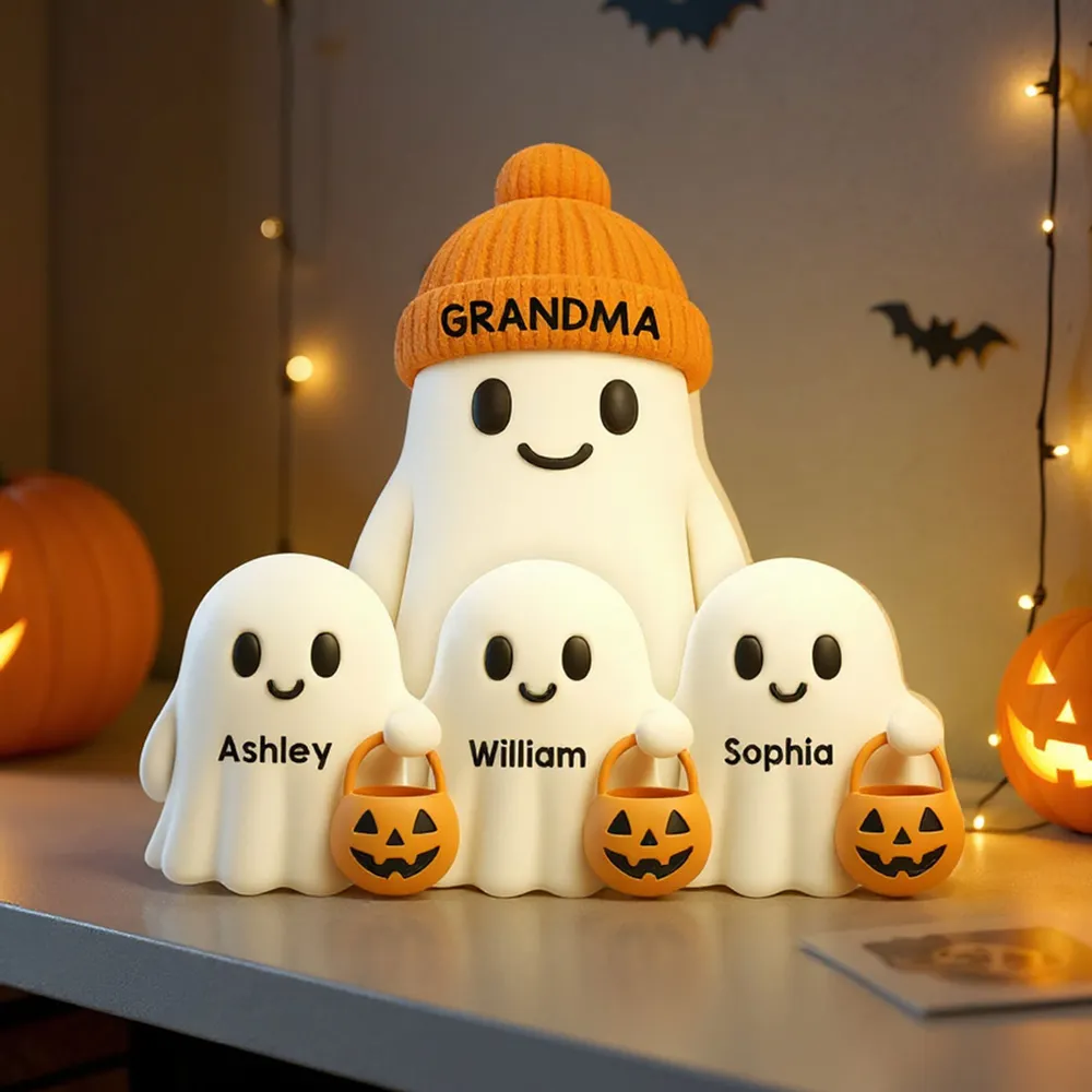 Grandma and Family Ghost Acrylic Light Box, Cozy Halloween Home Décor, Gift-Ready Accent for Family - Image 5