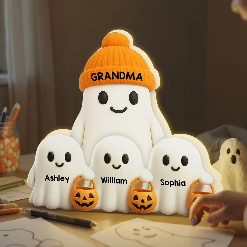 Grandma and Family Ghost Acrylic Light Box, Cozy Halloween Home Décor, Gift-Ready Accent for Family - Image 7