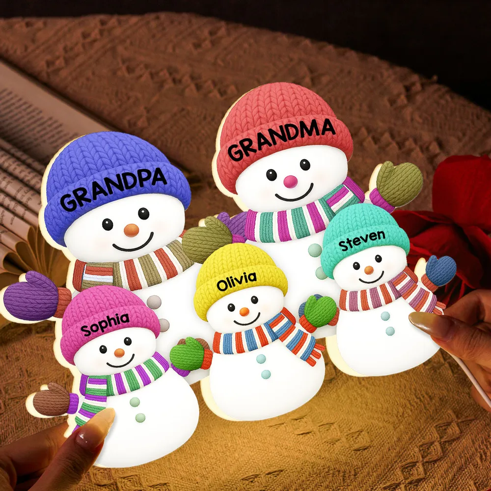 Acrylic Light Box with Snowman Family Scene | Cozy Christmas Atmosphere, Gift-Ready for Loved Ones - Image 2