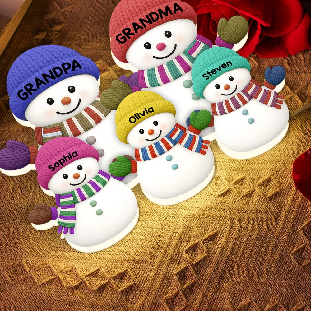 Acrylic Light Box with Snowman Family Scene | Cozy Christmas Atmosphere, Gift-Ready for Loved Ones - Image 4