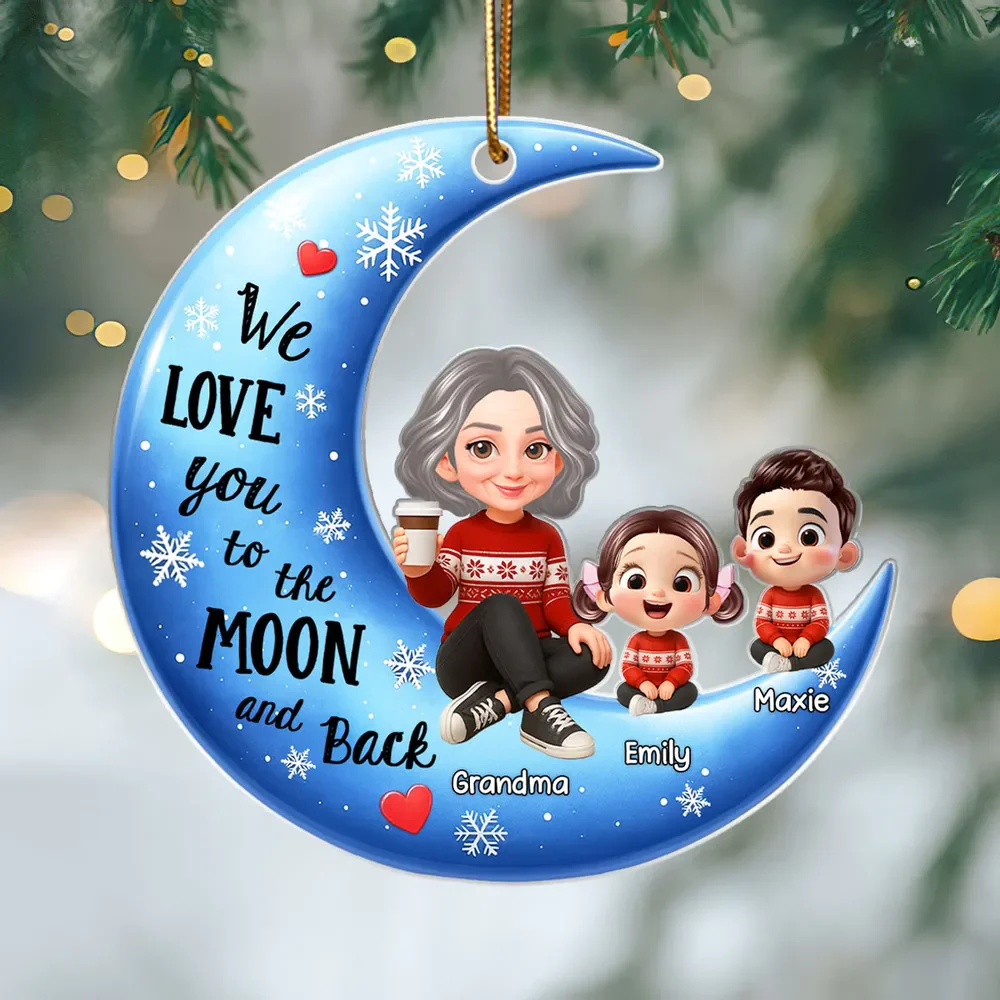 Moon Shaped Acrylic Ornament – Custom Gift with "I Love You to the Moon and Back" Quote - Image 7