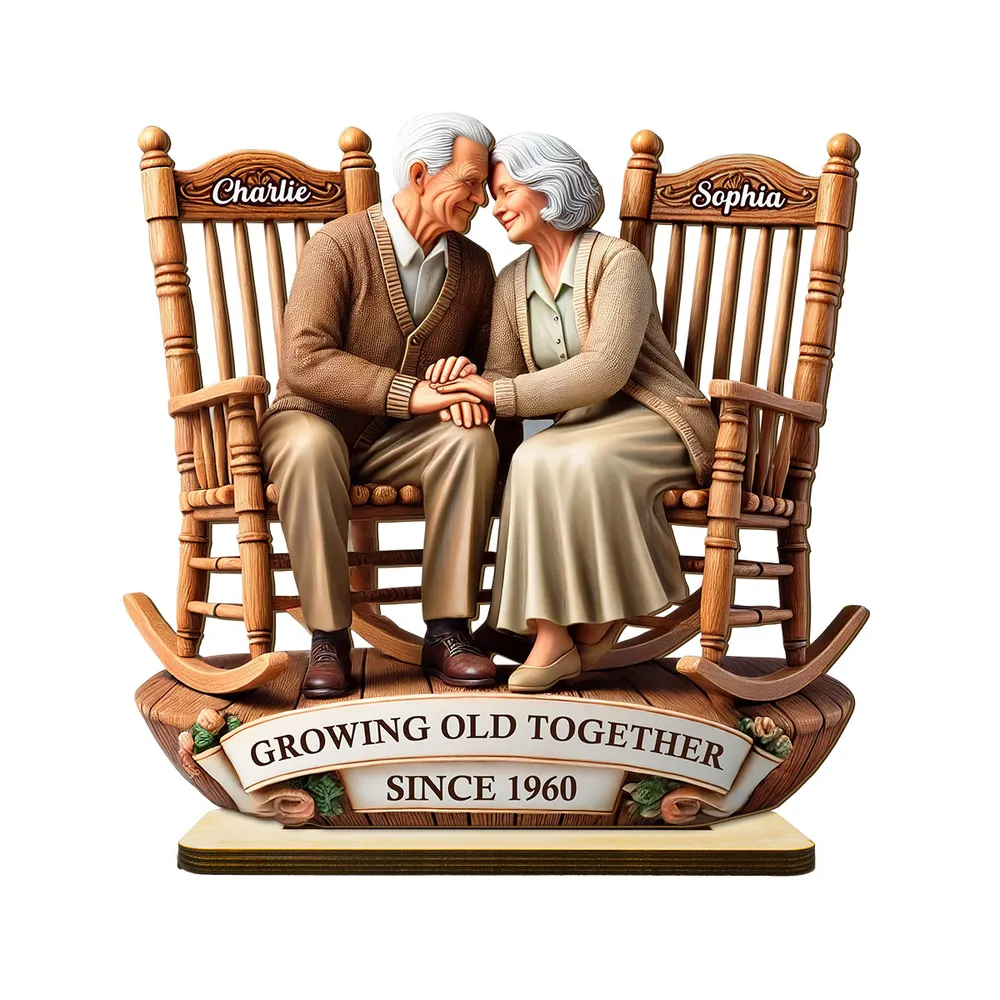 Growing Old Together Wooden Plaque – Personalized Anniversary Gift for Couples - Image 2