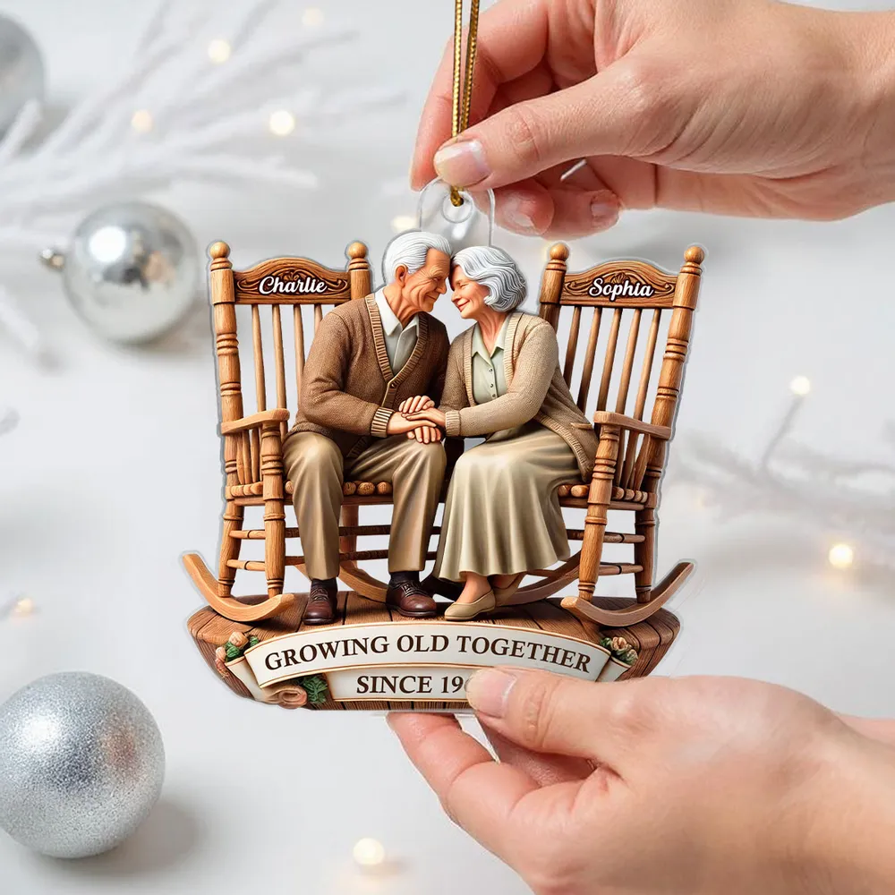 Growing Old Together Couple Acrylic Ornament – Personalized Anniversary Gift - Image 2