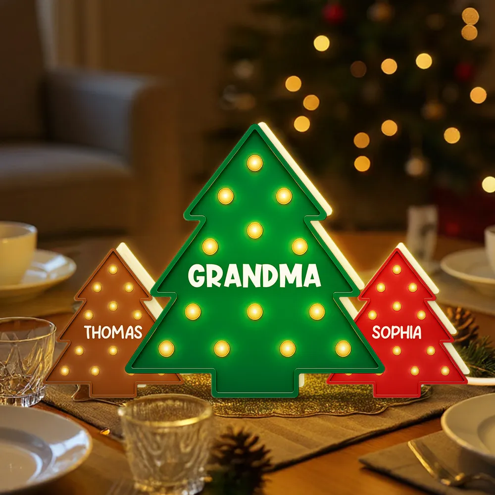 Christmas Tree Acrylic Light Box – Personalized Holiday Gift for Grandma and Family - Image 10